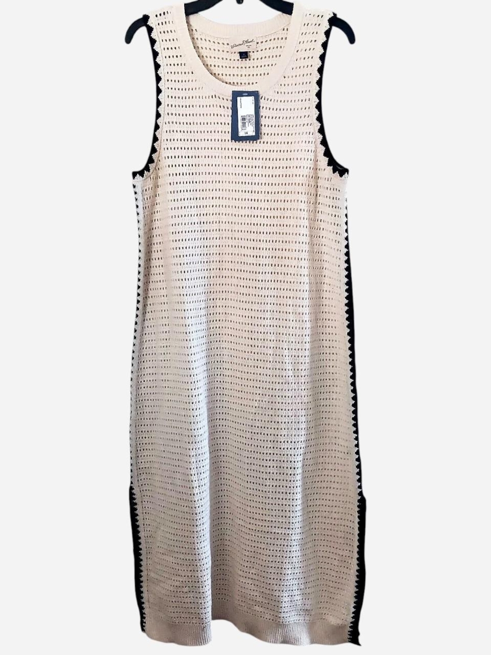 Universal Thread Cream Sleeveless Crochet Maxi Dress with Black Trim